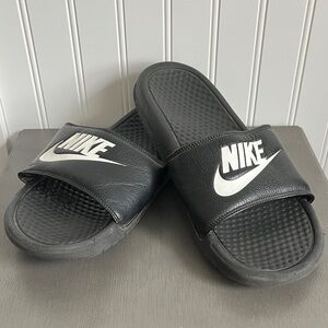 Nike Black and White Slide Sandals